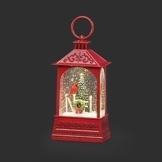 8"H Lighted Swirl Cardinal Noel Scene