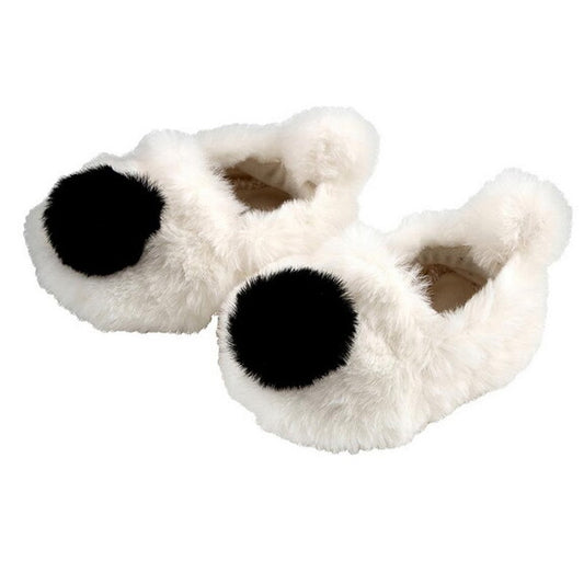 Ivory Black Plush Slippers