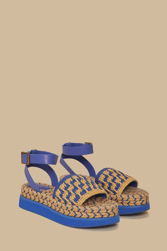 Farm Rio Crochet Platform Espadrille Navy Blue
