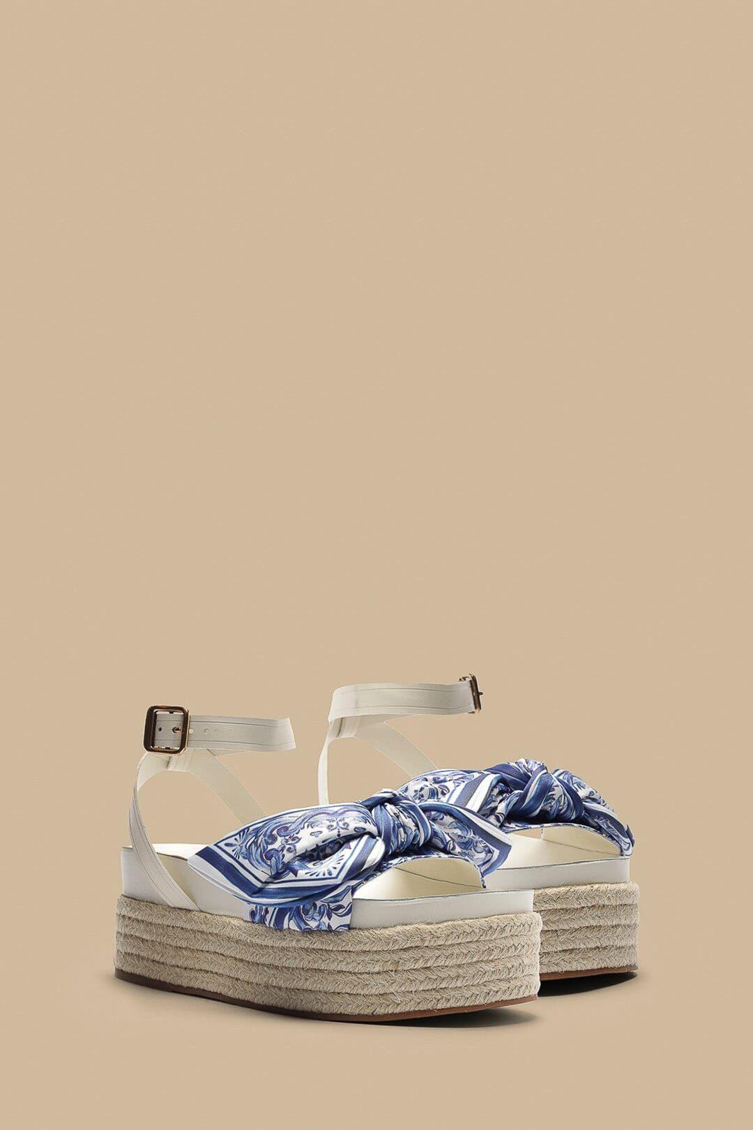 Farm Rio Ivory Scarf Flatform Espadrille