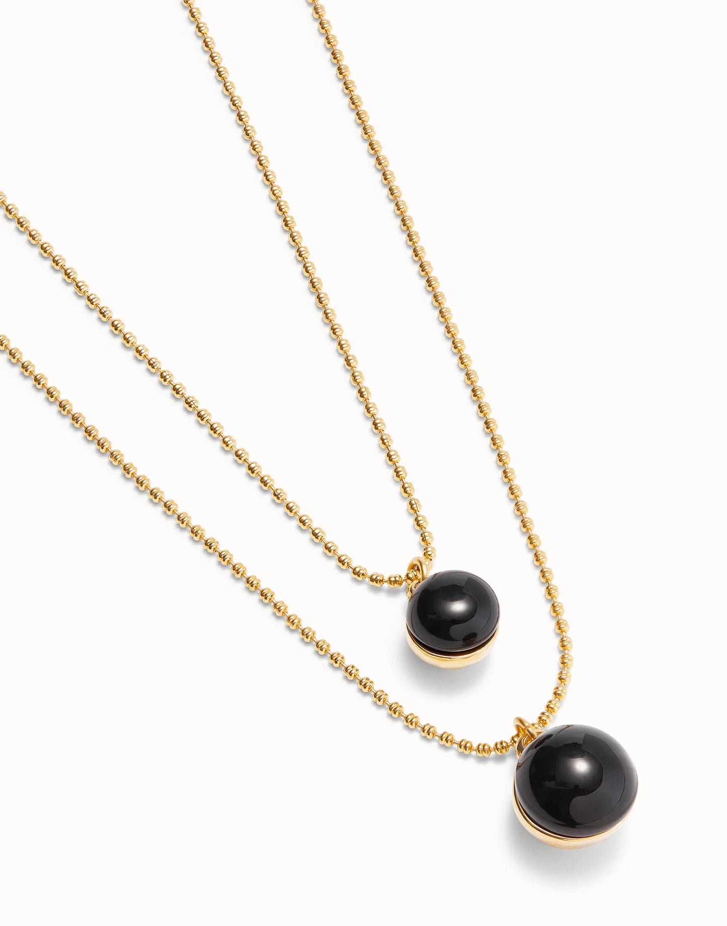 Uno Multi-Layer Pendant Link Necklace With Black Murano Glass