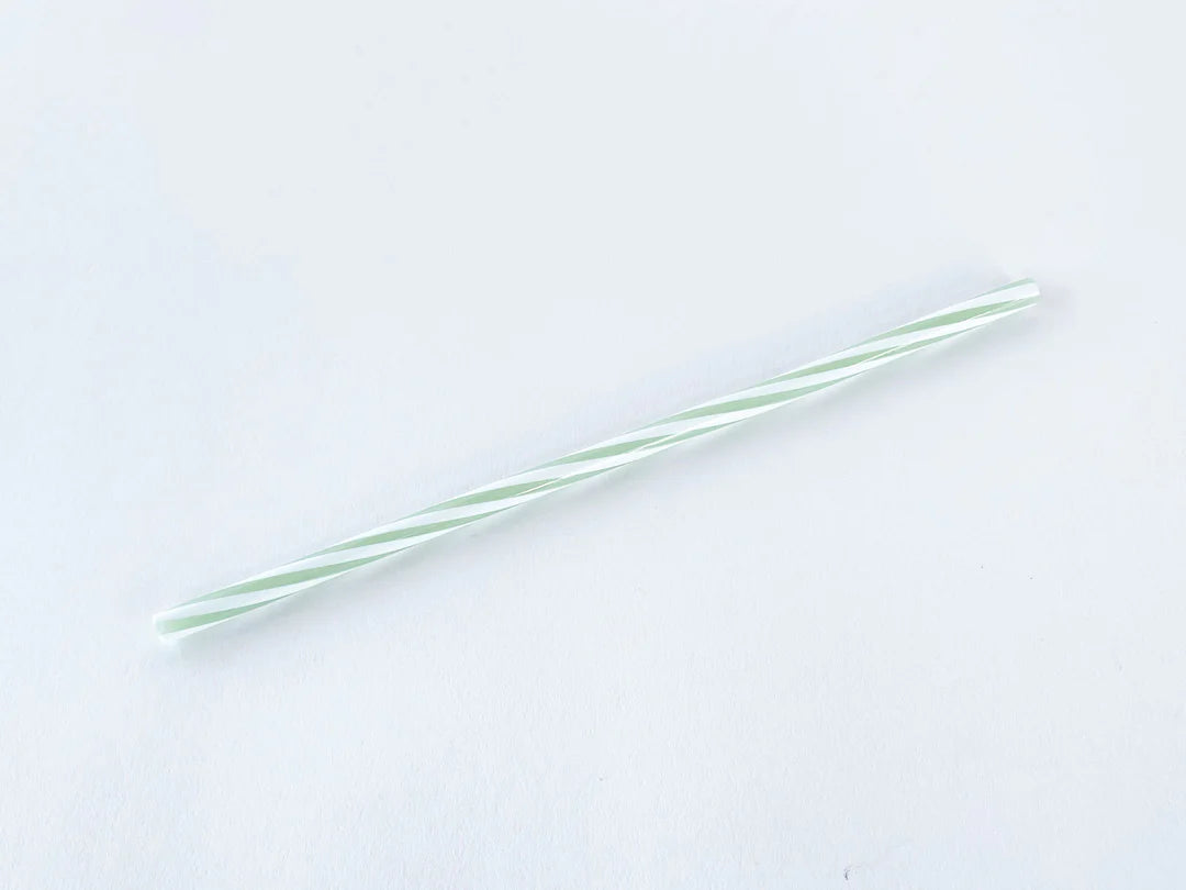 Fredericks and Mae Mint & White Twisted Glass Straws