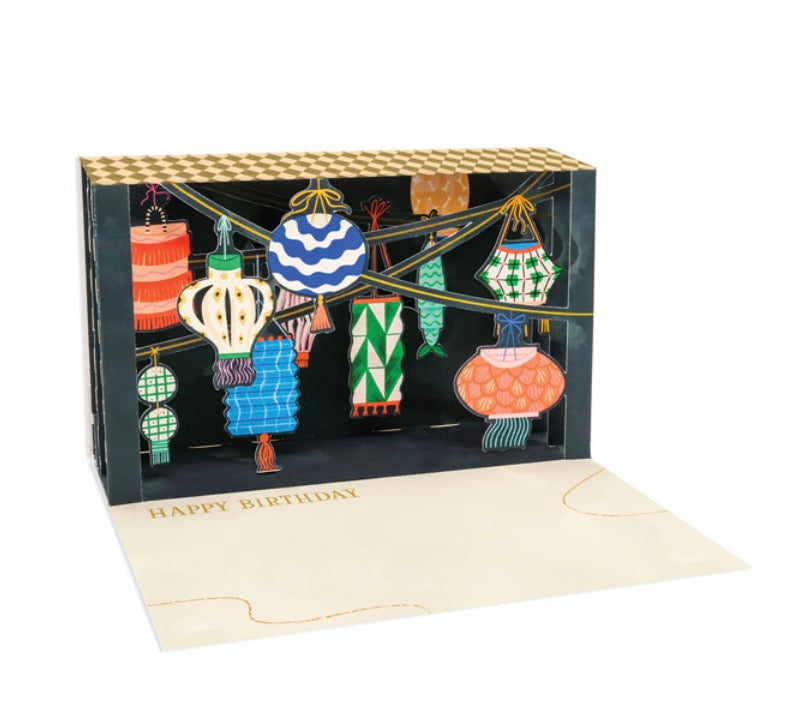 Lanterns Pop-Up Greeting Card with Lights