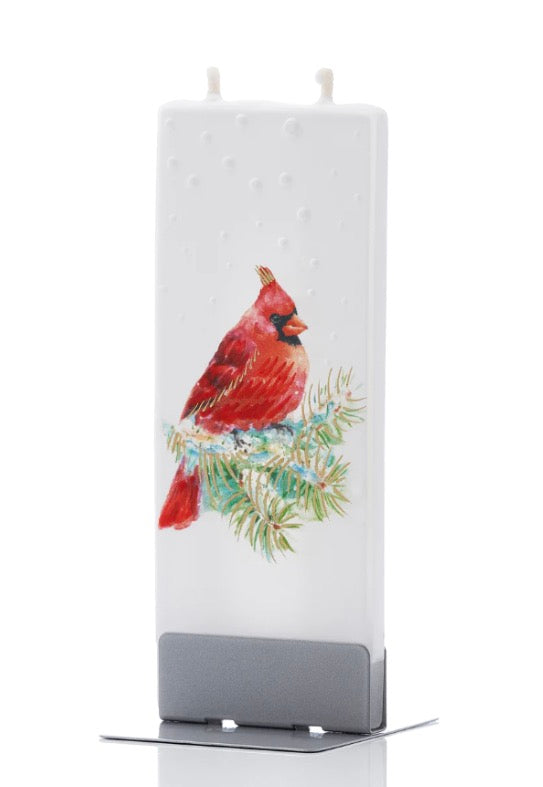 Flatyz Candles Snowy Cardinal on Pine Branch