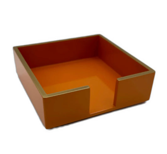 Cocktail Napkin Holder Orange with Gold Trim