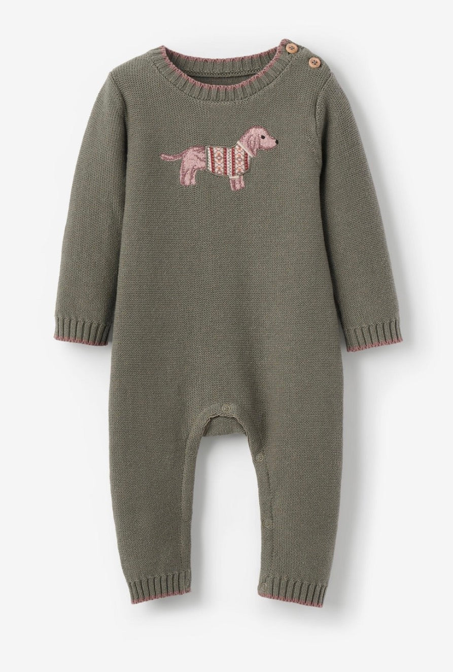 Elegant Baby Green Dog Jumpsuit