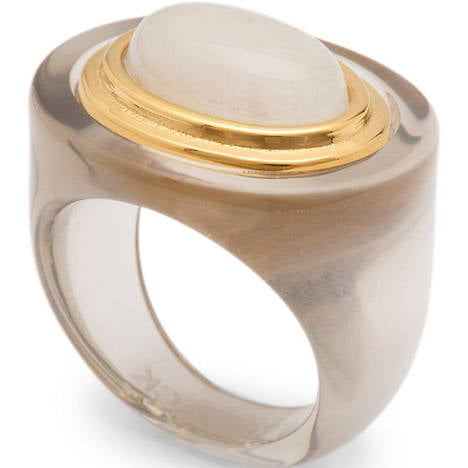 Lucas Jack Deep Grey Resin with Moonstone Ring