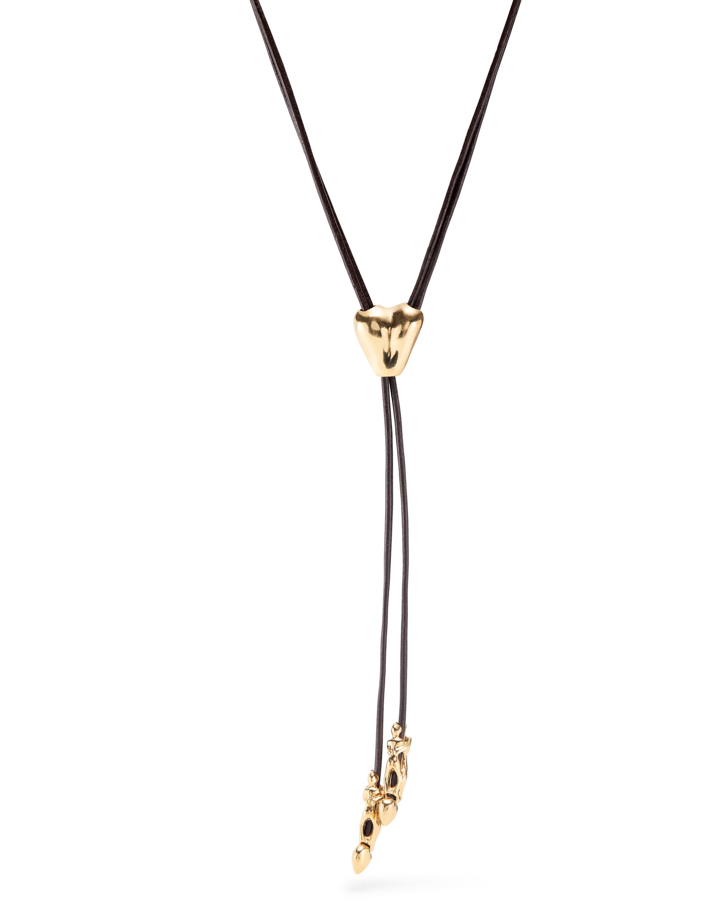 Long adjustable leather necklace with a heart