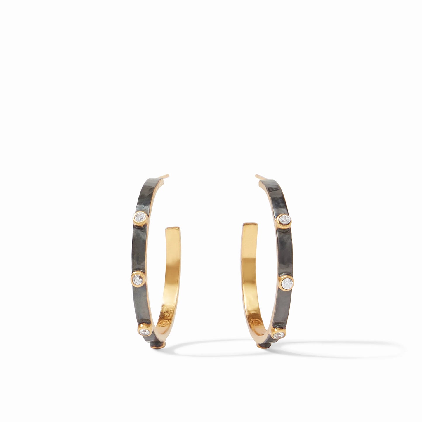 Crescent Stone Hoop Cubic Zirconia/ Mixed Metal
