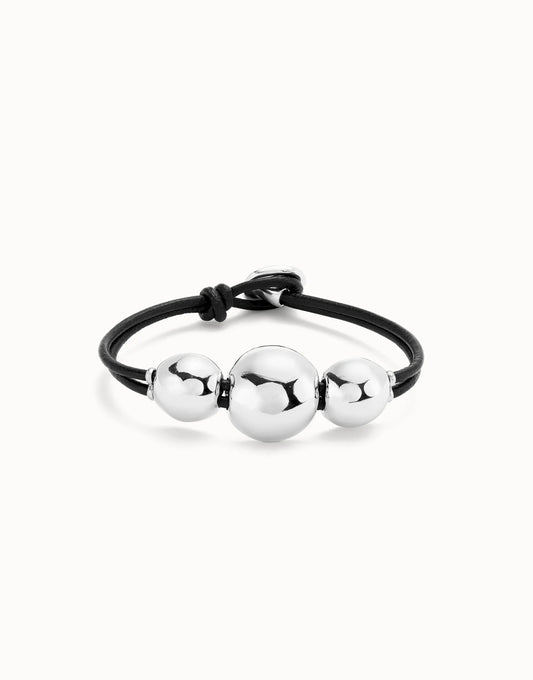 Uno Leather Bracelet With Three Large Beads