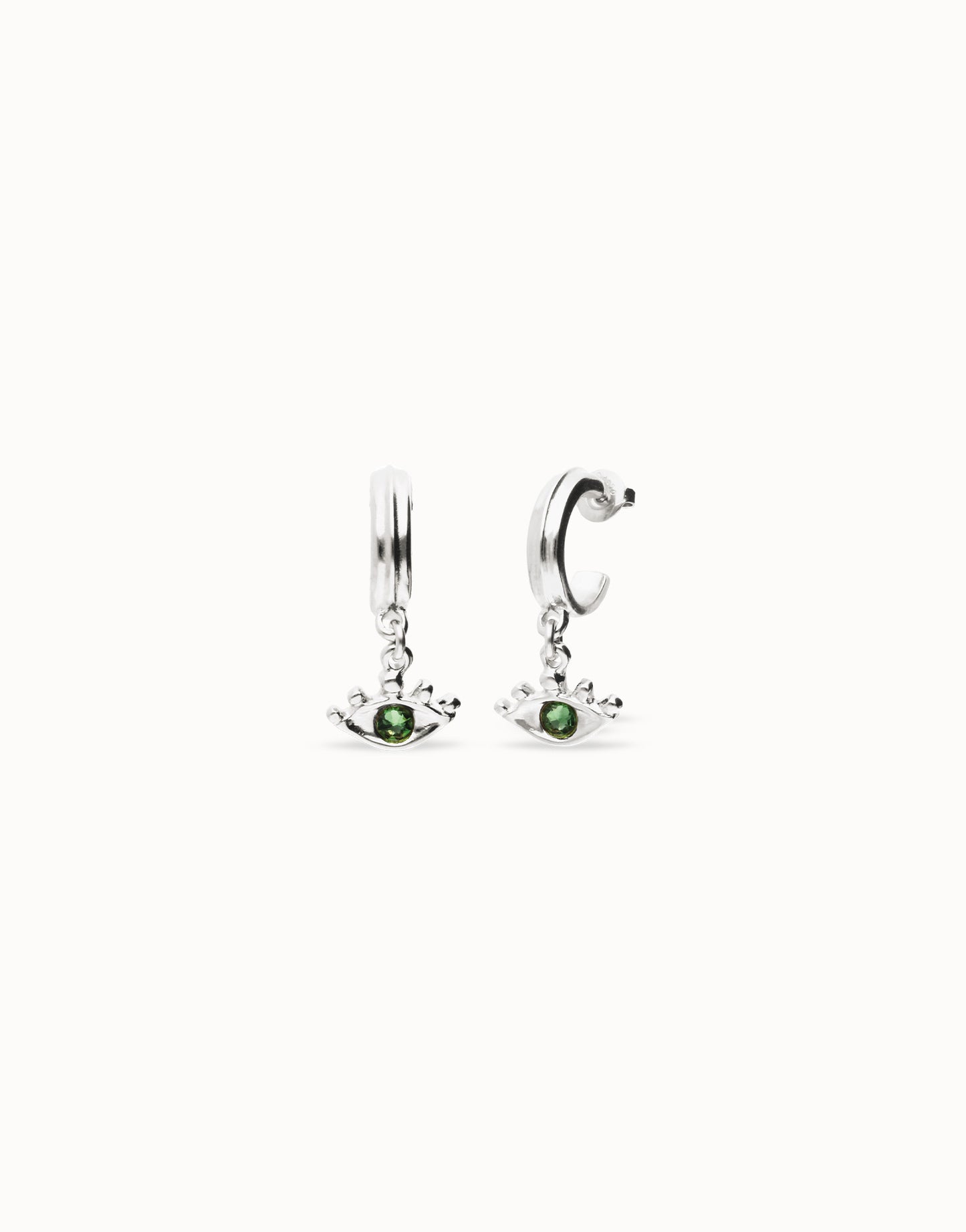 Eye-shaped drop earrings with verde crystal