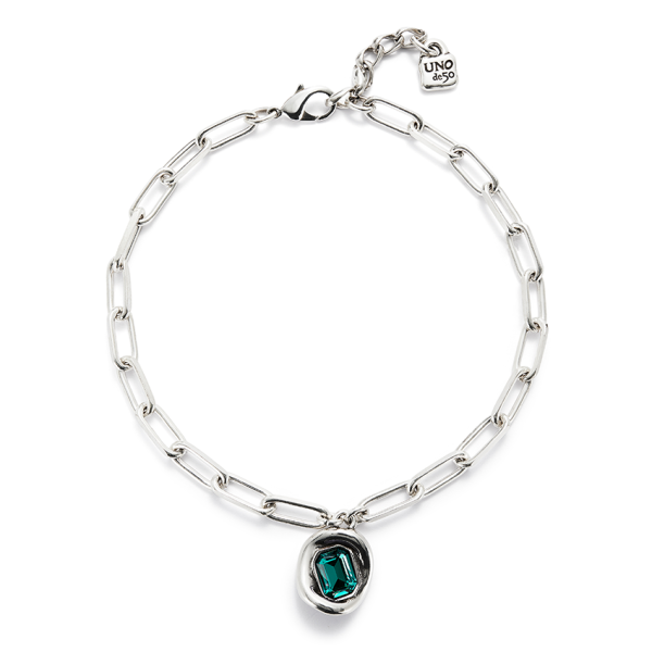Uno Silver Necklace With Green Pendant