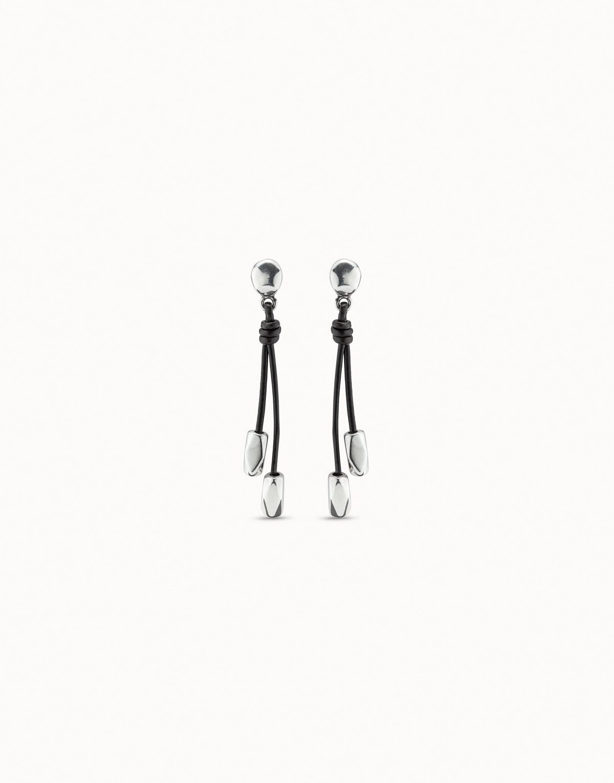 UNOde50 Drop Leather Earrings - Brown / Silver