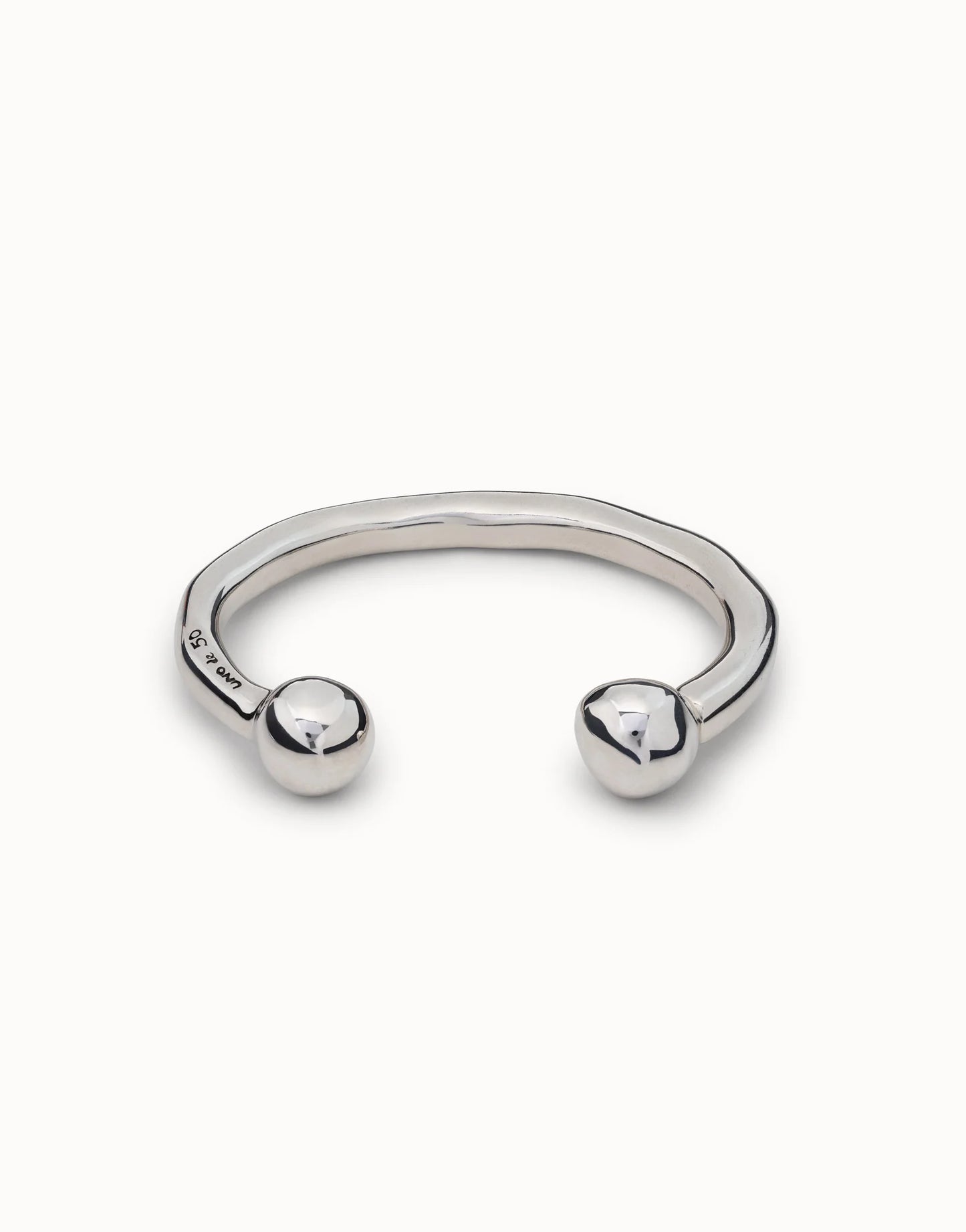 Bangle bracelet with double ball Silver