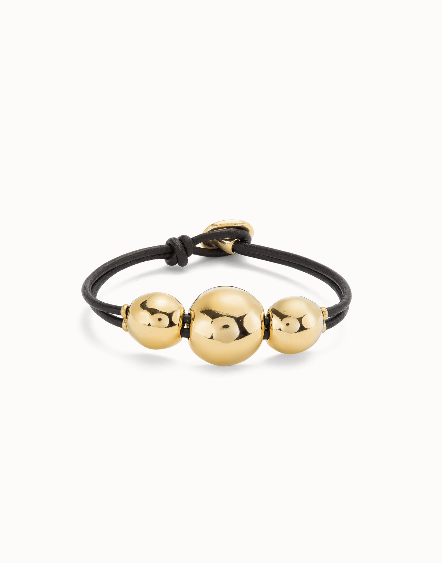 Uno Leather Bracelet With Three Large Beads