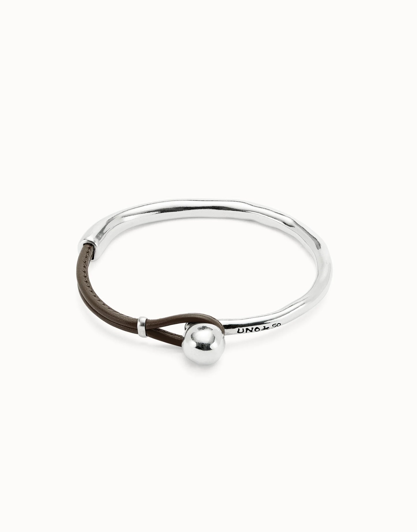 Uno Bangle Bracelet With Brown Leather
