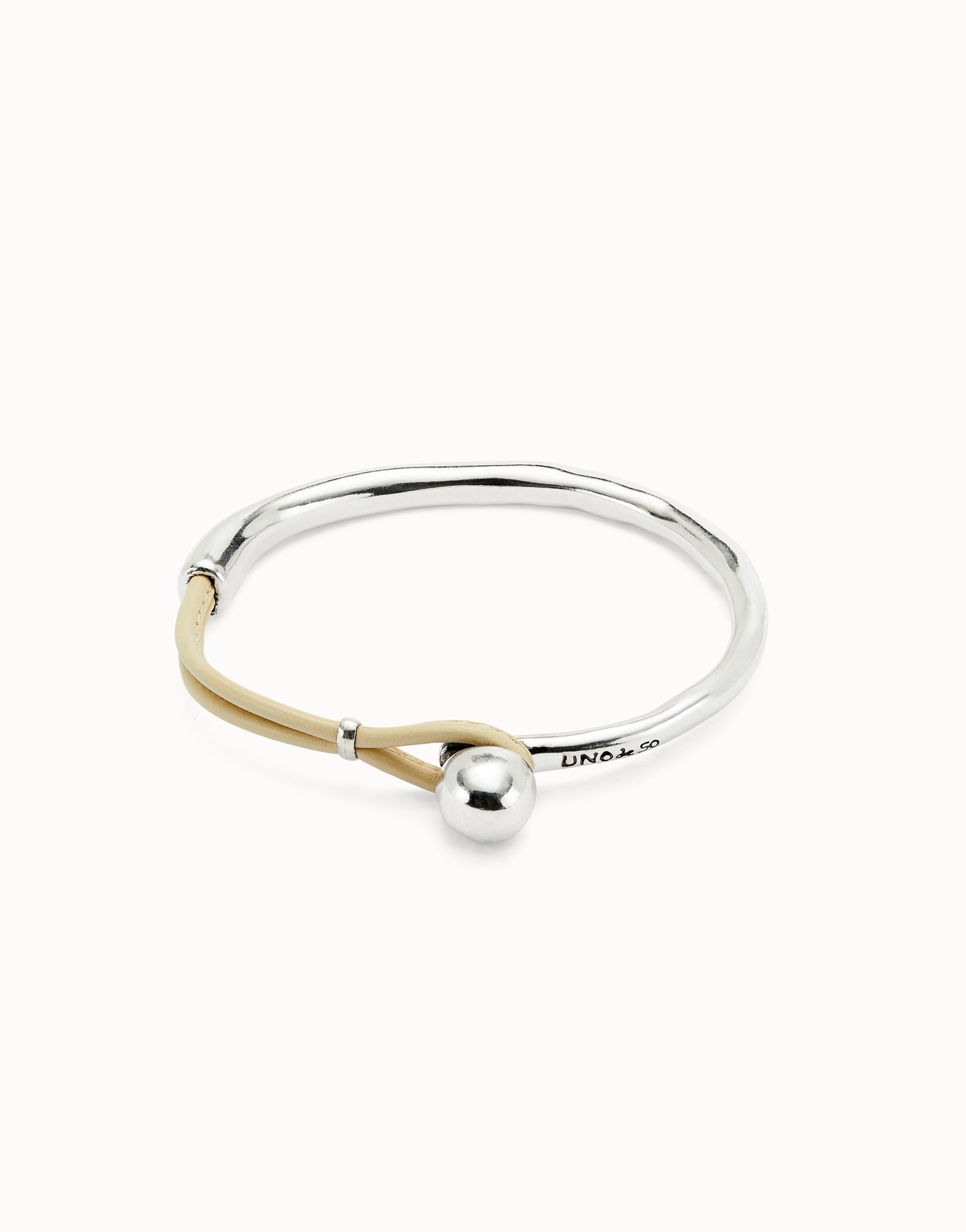 Uno Bangle Bracelet With Brown Leather