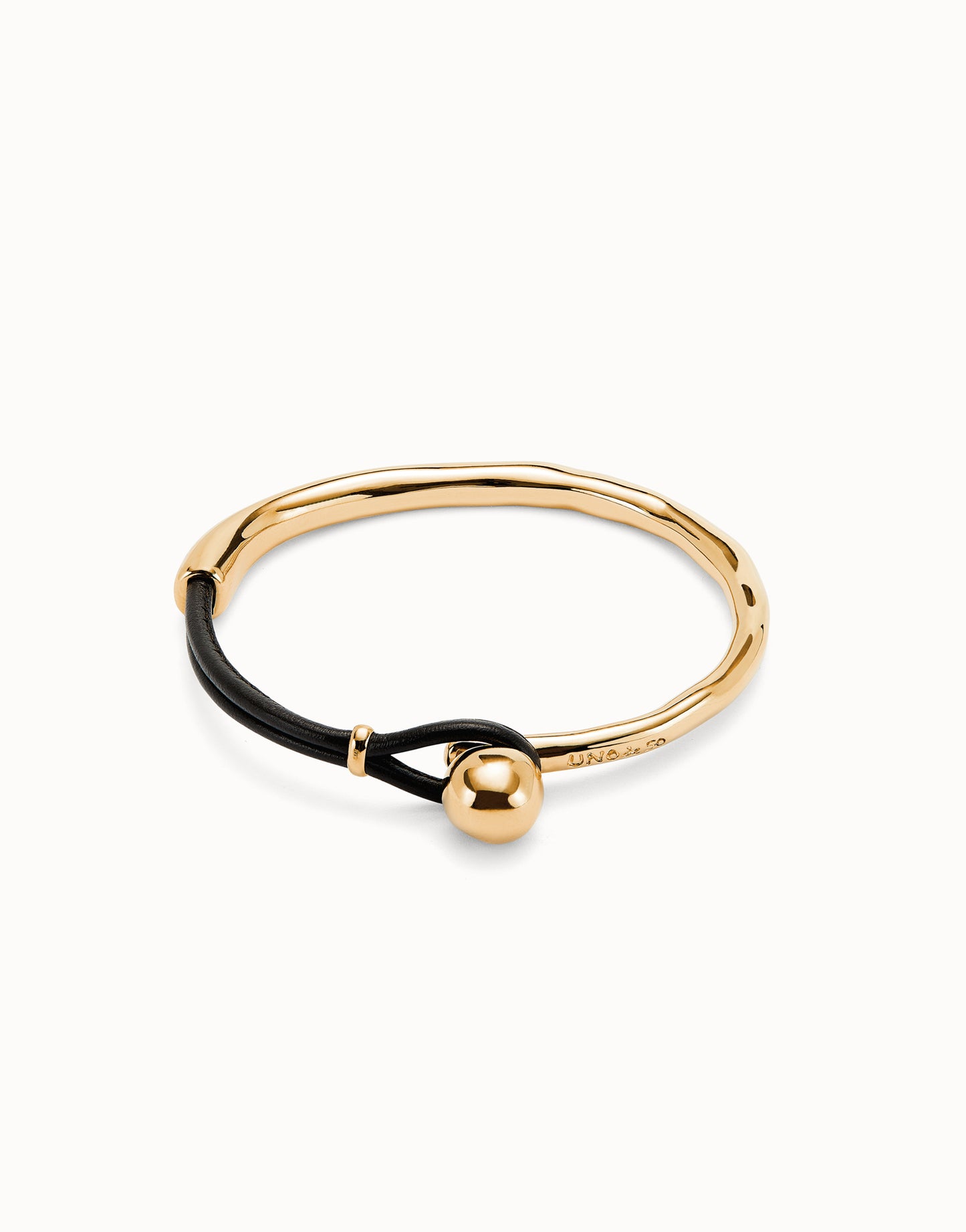 Uno Bangle Bracelet With Brown Leather