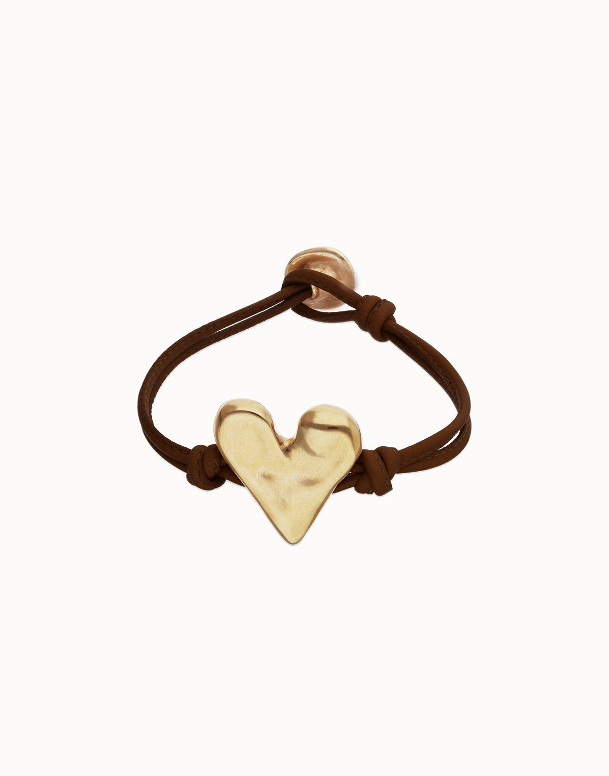 UNOde50 Leather Bracelet With Heart Detail - Brown / Gold