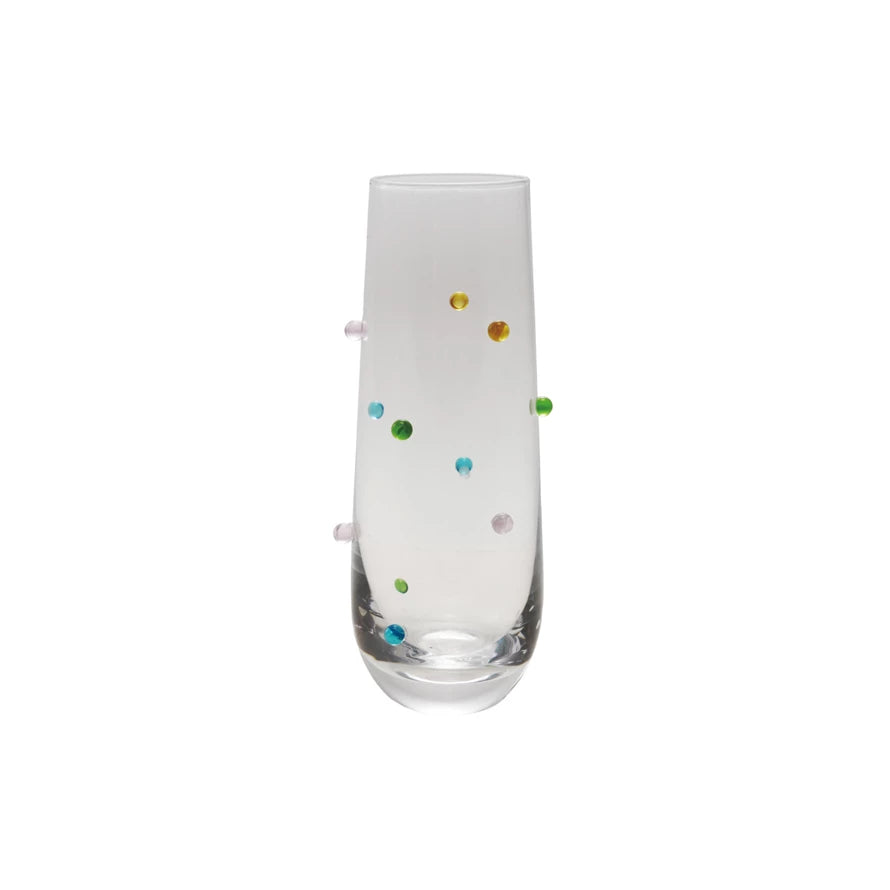 Handmade Drinking Glass with Raised Dots Set of Two