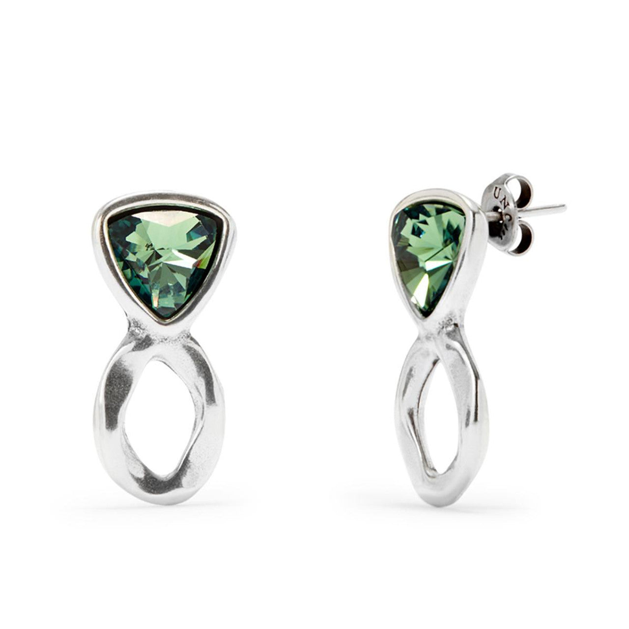 Uno Drop Earrings With Green Crystals
