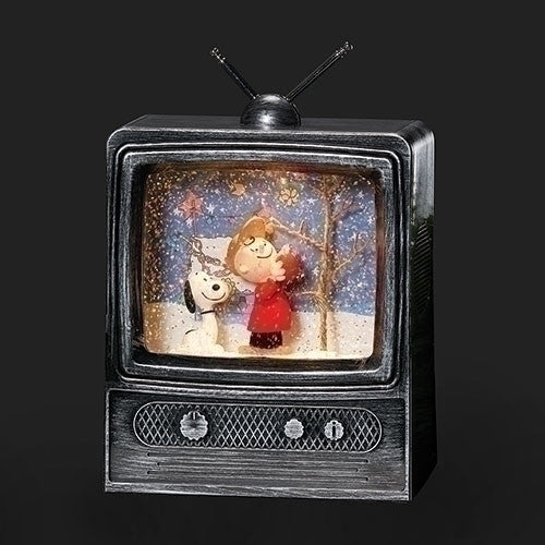Musical Swirl Snoopy & Charlie Brown TV Water Globe, 9"H