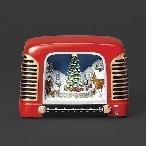 Lighted Musical Vintage-Style Radio, 5"H x 7.25"W