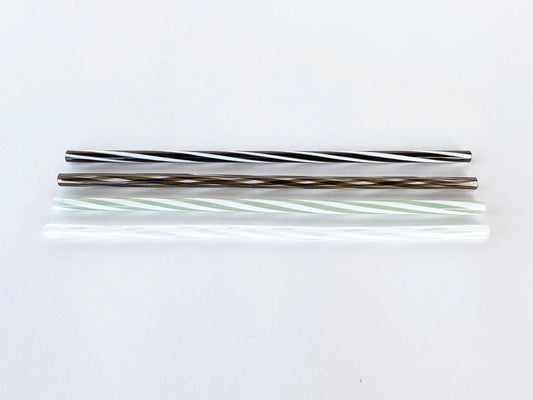 Fredericks and Mae Mint & White Twisted Glass Straws