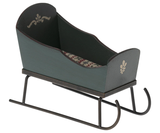 Maileg- Sleigh, mouse - green