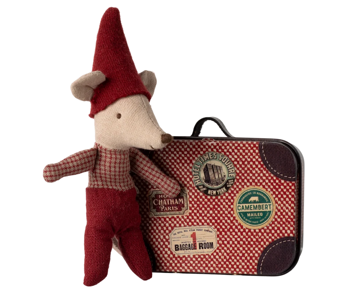 Maileg Christmas Mouse, baby in suitcase