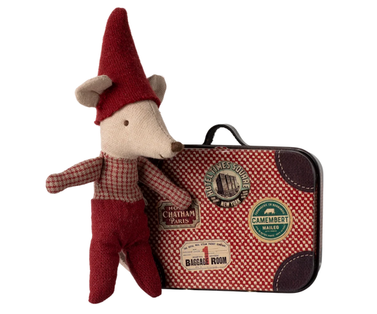 Maileg Christmas Mouse, baby in suitcase