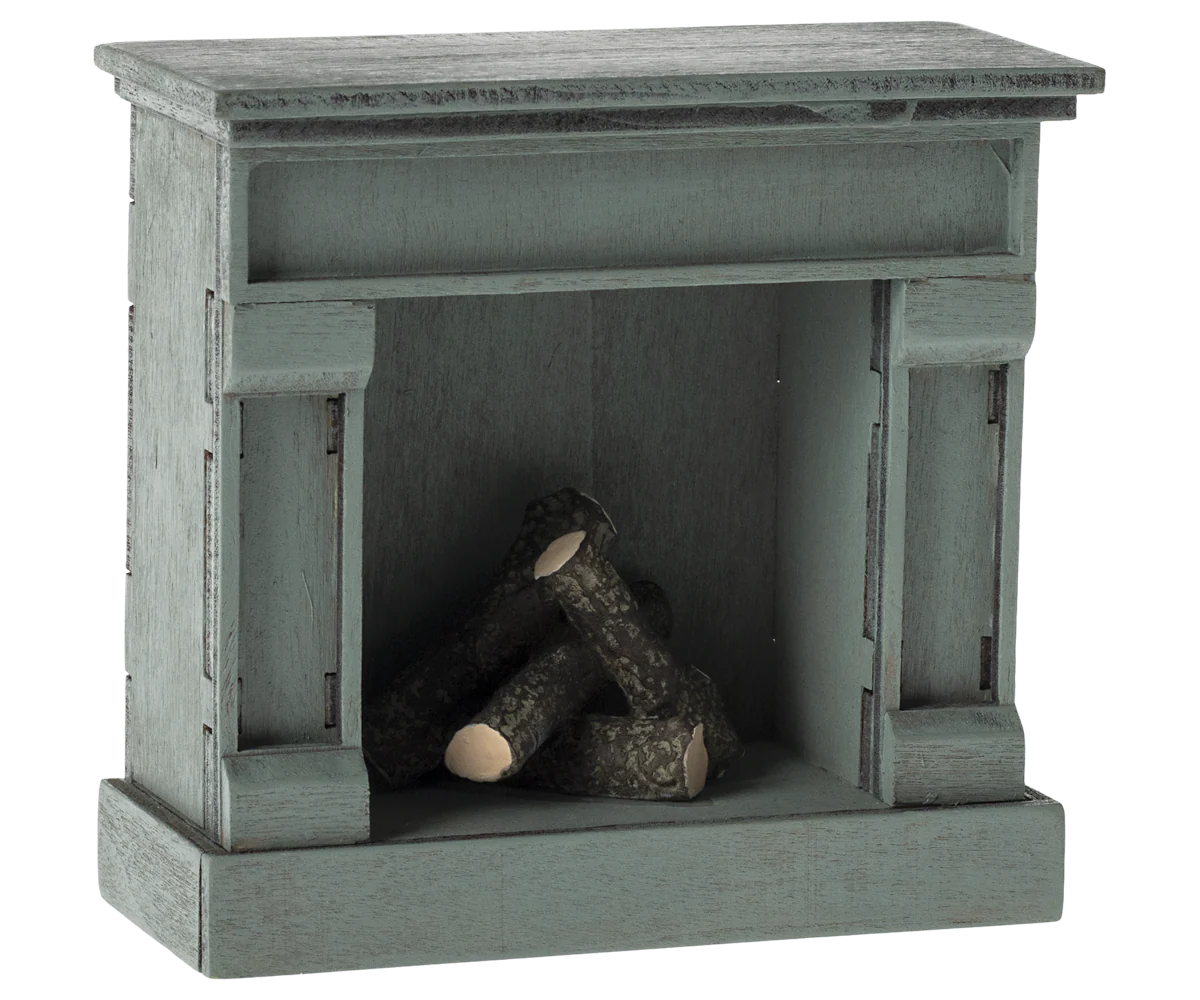 Maileg Fireplace, Mouse- Blue