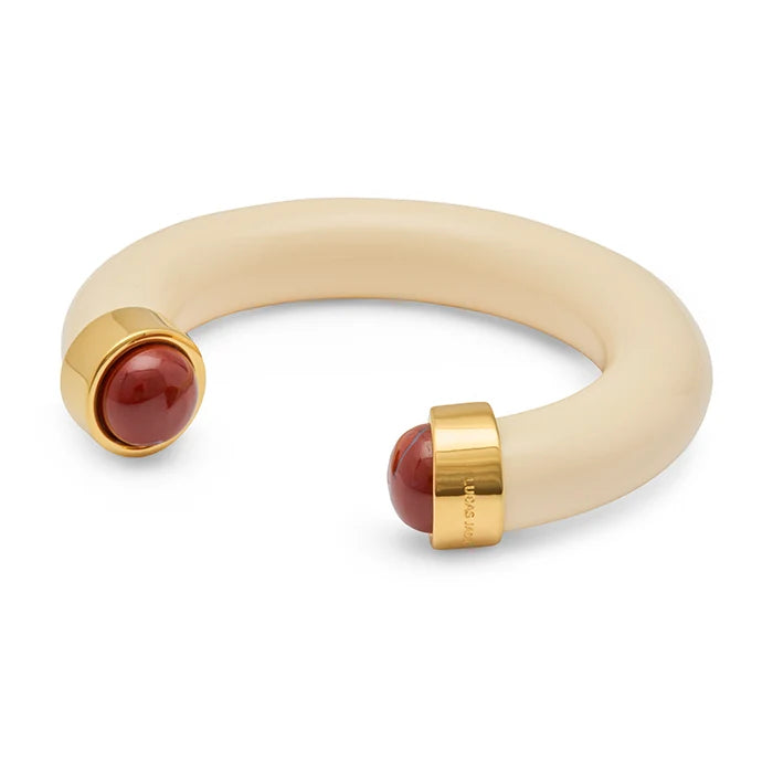 Lucas Jack Ivory Resin with Red Stone Bangle