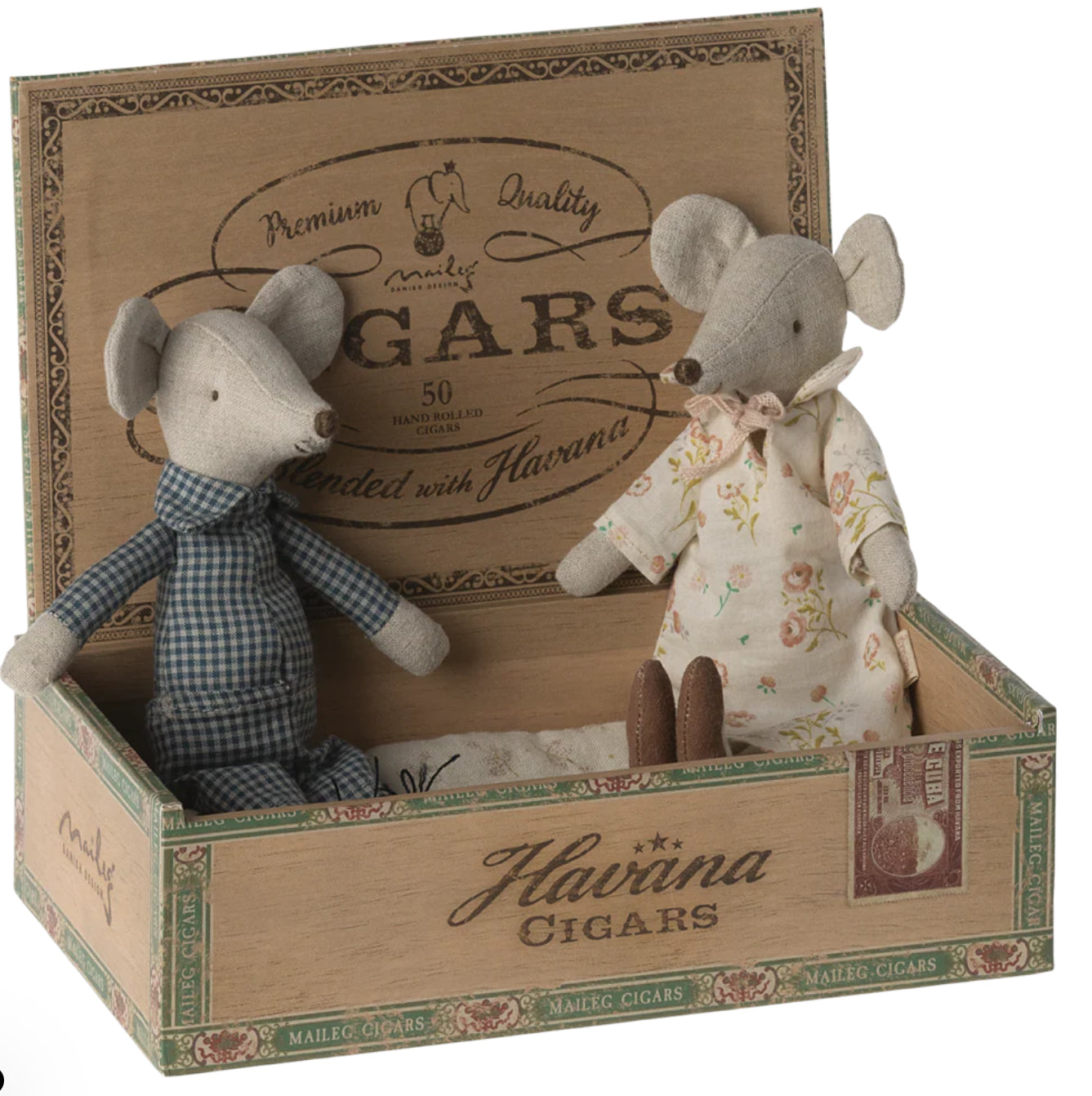Maileg Grandma and Grandpa in Cigar Box (Cuban Style)