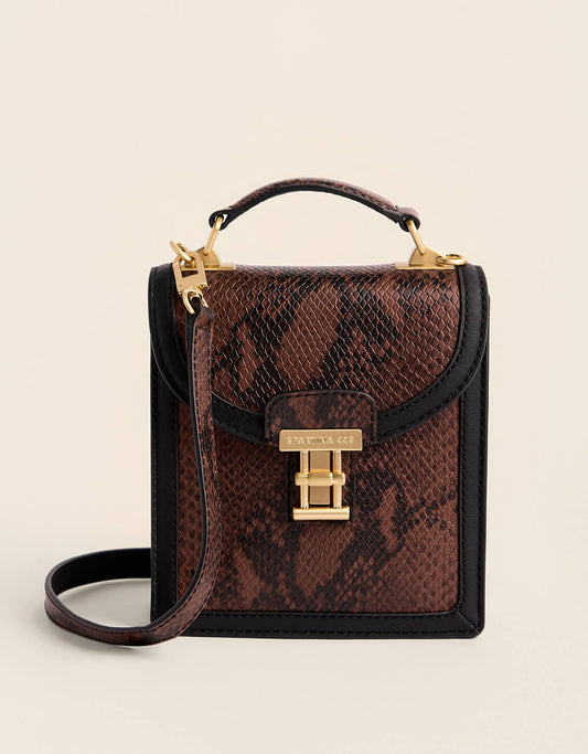 Siren Case Leather Crossbody Brown Python
