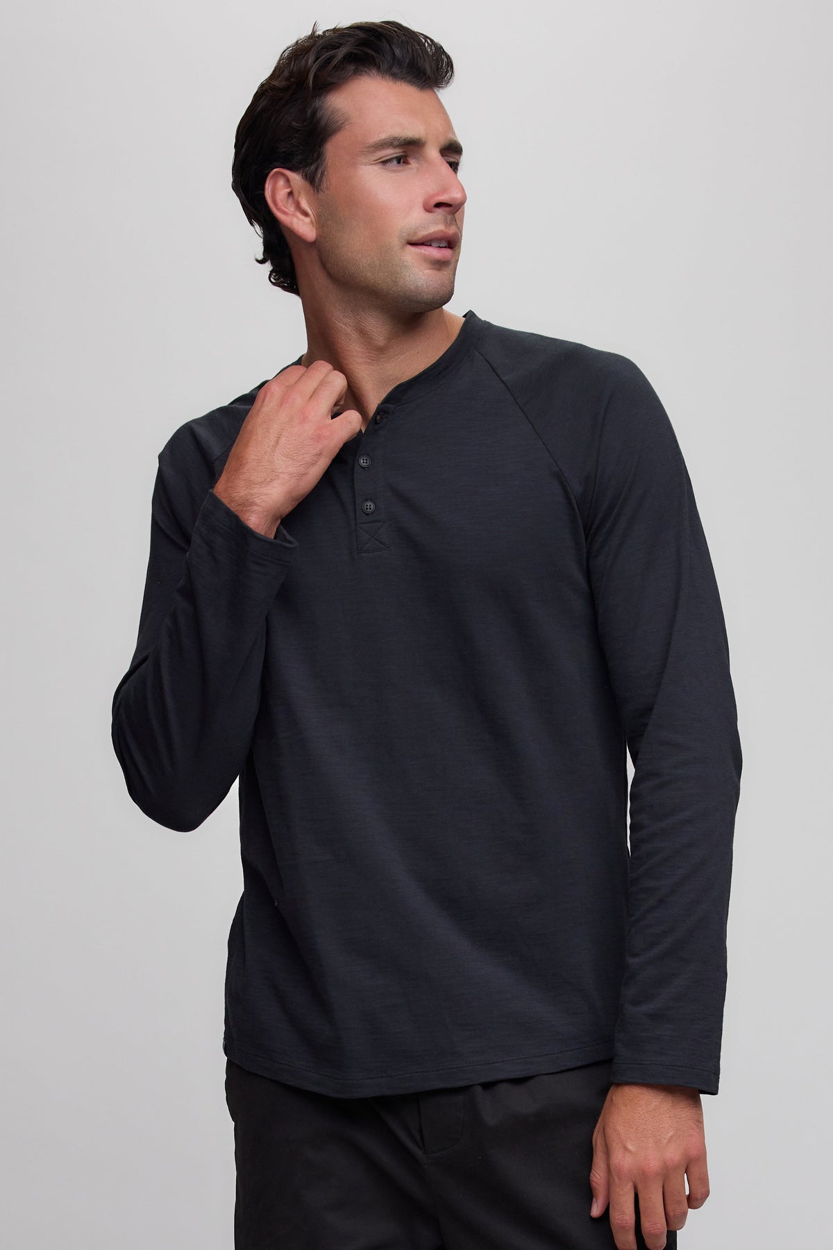 Slub Jersey Henley - Black