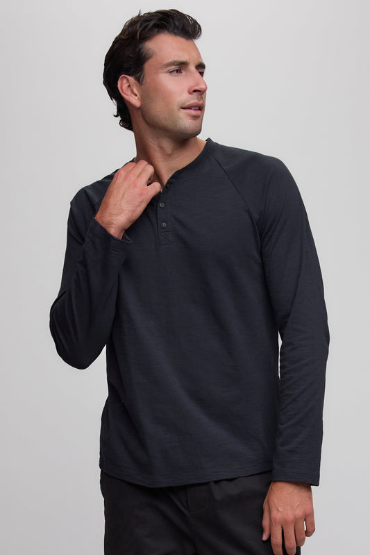 Slub Jersey Henley - Black
