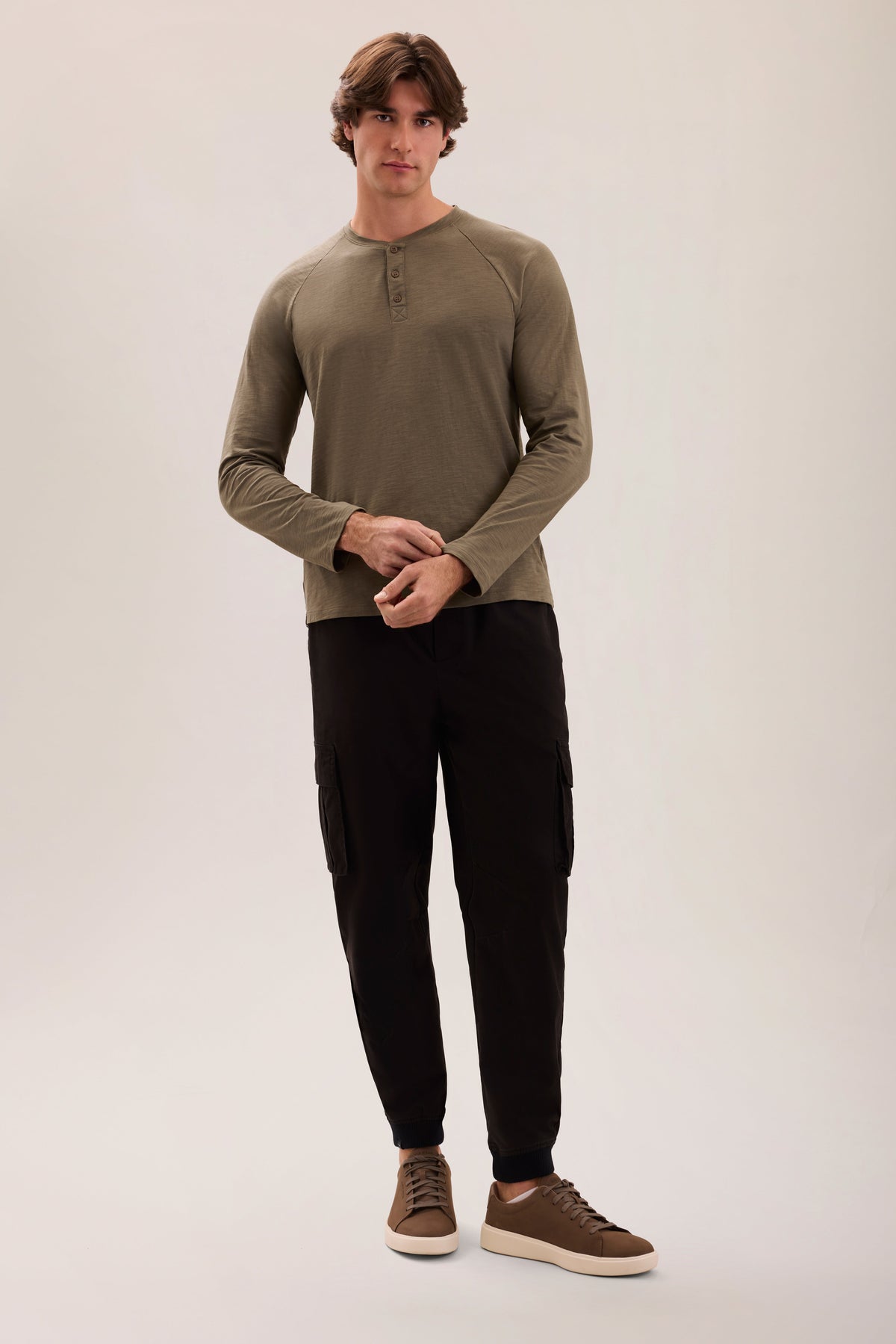 Slub Jersey Henley - Khaki Green