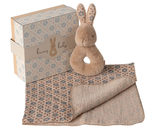 Rabbit Rattle Set- Cream Peach