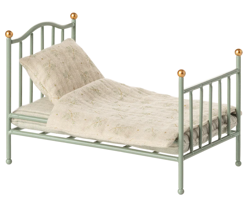 Maileg Vintage Single Bed, Mouse- Mint