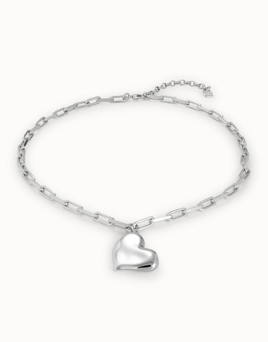 UNOde50 Link Chain Necklace With Heart - Silver