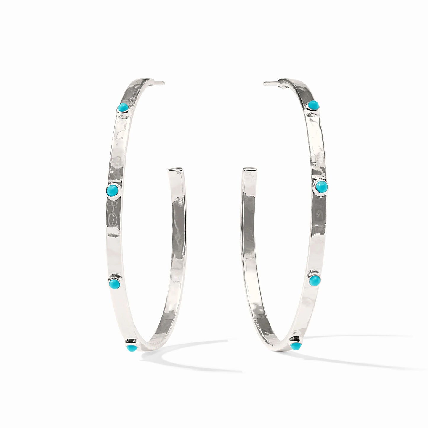 Julie Vos Silver Crescent Gemstone Hoop