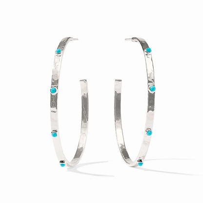 Julie Vos Silver Crescent Gemstone Hoop