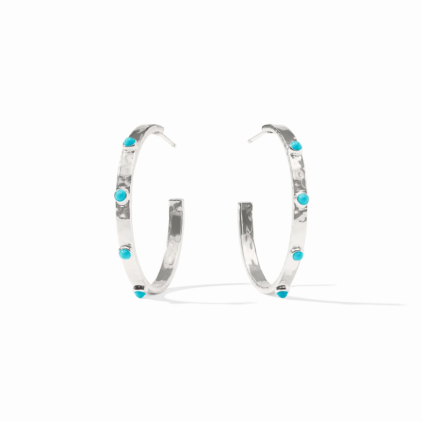 Julie Vos Silver Crescent Gemstone Hoop