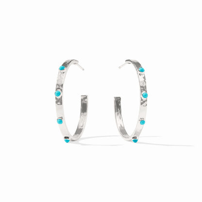 Julie Vos Silver Crescent Gemstone Hoop