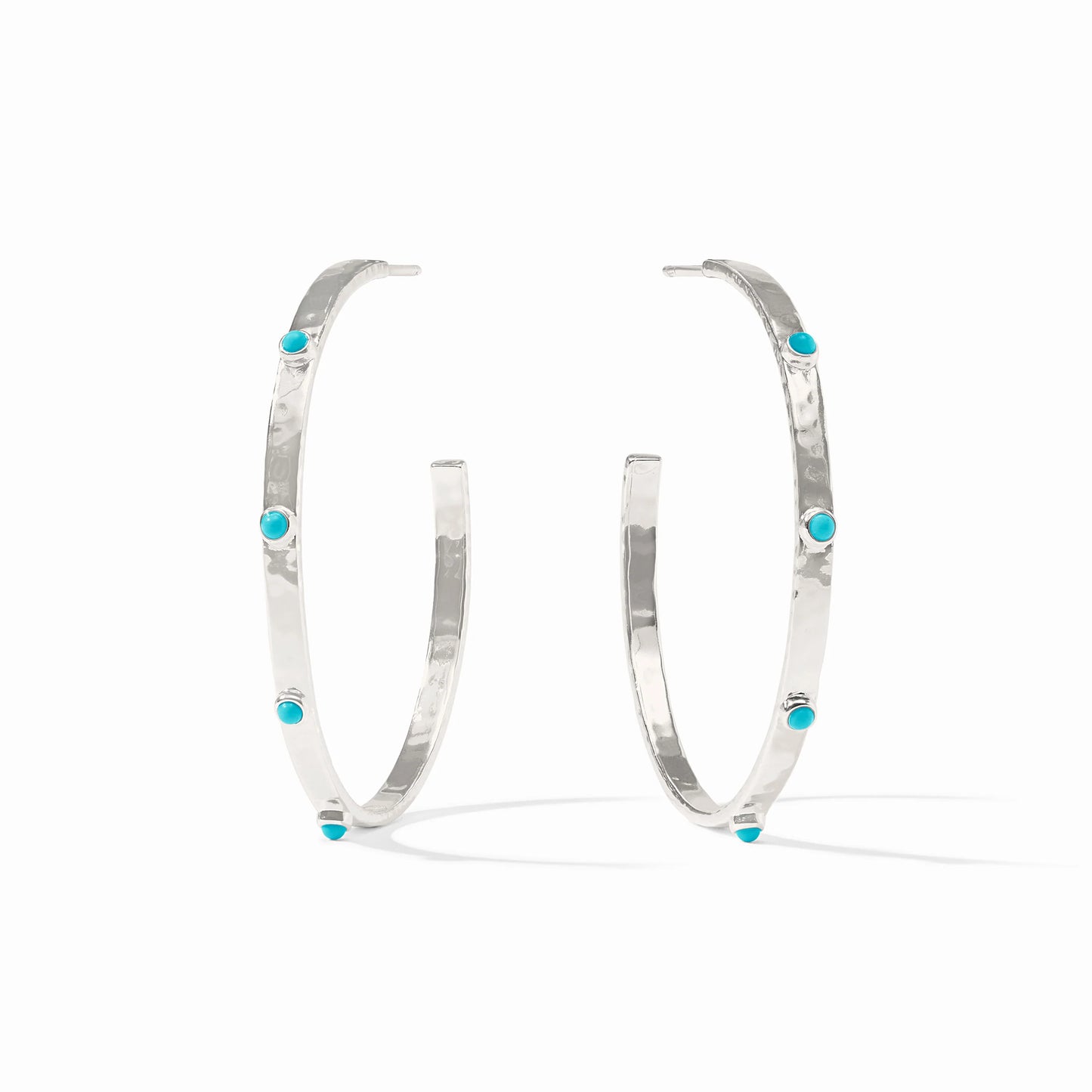 Julie Vos Silver Crescent Gemstone Hoop