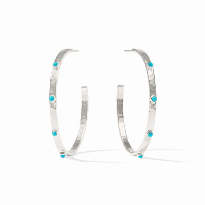 Julie Vos Silver Crescent Gemstone Hoop