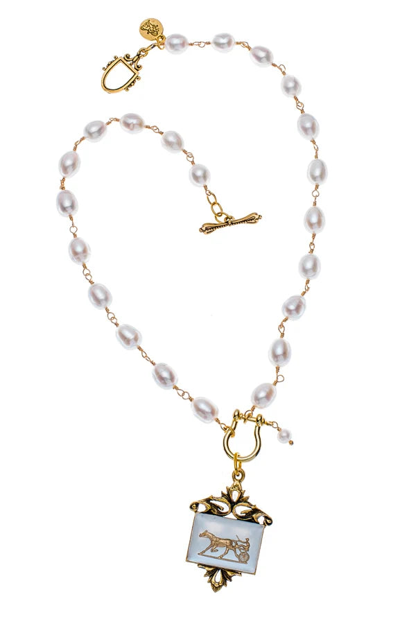 Pearl And Vintage Intaglio Fob