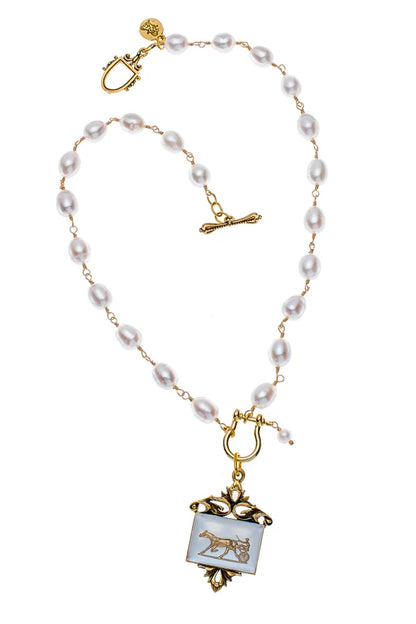 Pearl And Vintage Intaglio Fob