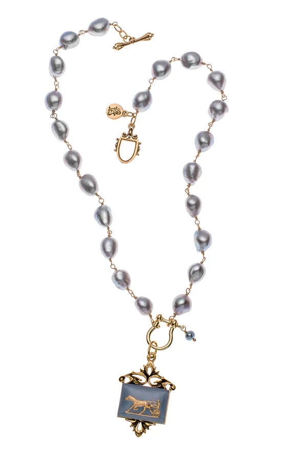 Pearl And Vintage Intaglio Fob